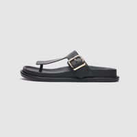 Aero Black Leather Sandals