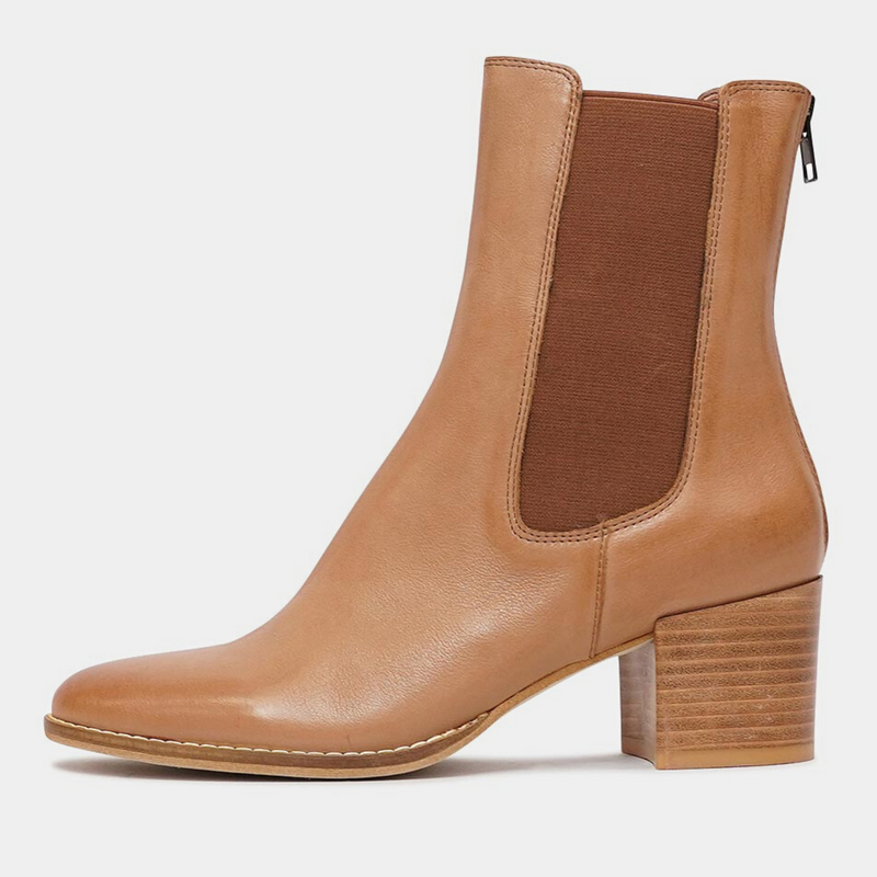 Mycah Cognac Leather Ankle Boots