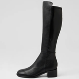 Ronel Black Leather Stretch/ Black Microsuede Knee High Boots - DJANGO AND JULIETTE | Shouz