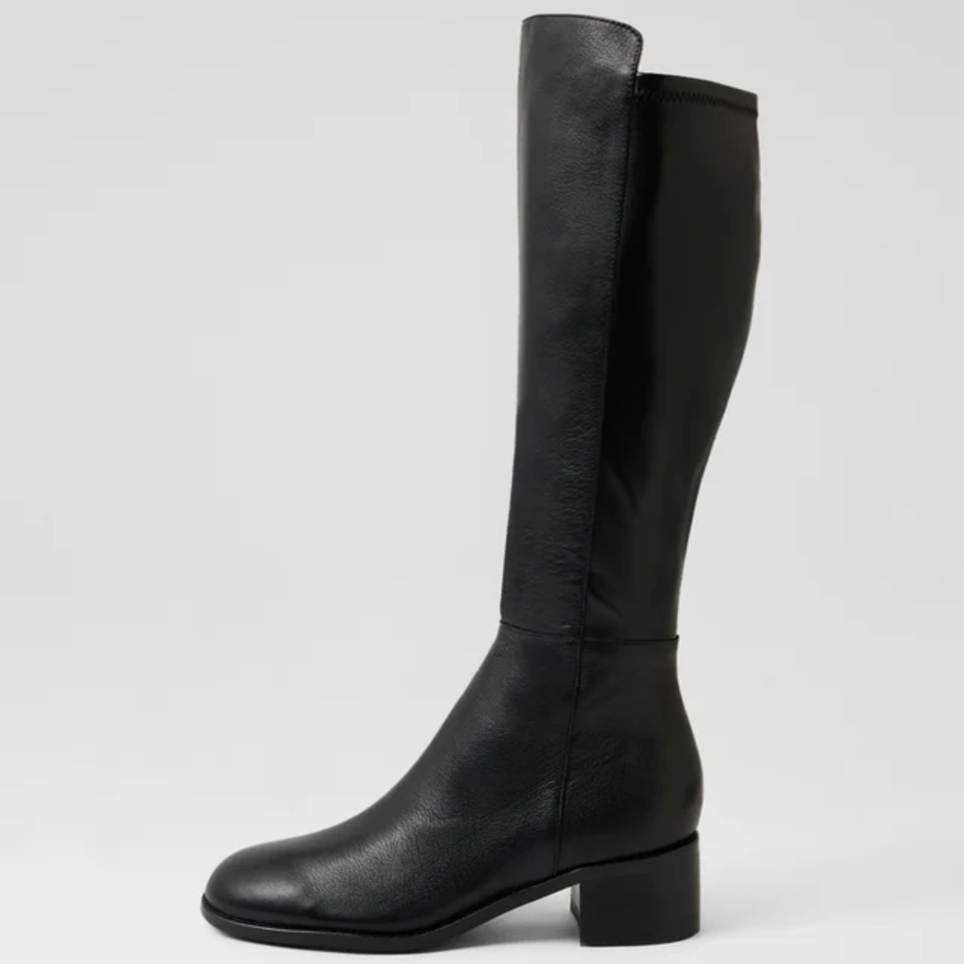 Ronel Black Leather Stretch/ Black Microsuede Knee High Boots - DJANGO AND JULIETTE | Shouz
