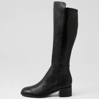 Ronel Black Leather Stretch/ Black Microsuede Knee High Boots - DJANGO AND JULIETTE | Shouz