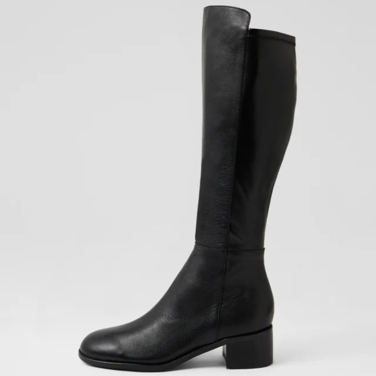Ronel Black Leather Stretch/ Black Microsuede Knee High Boots - DJANGO AND JULIETTE | Shouz