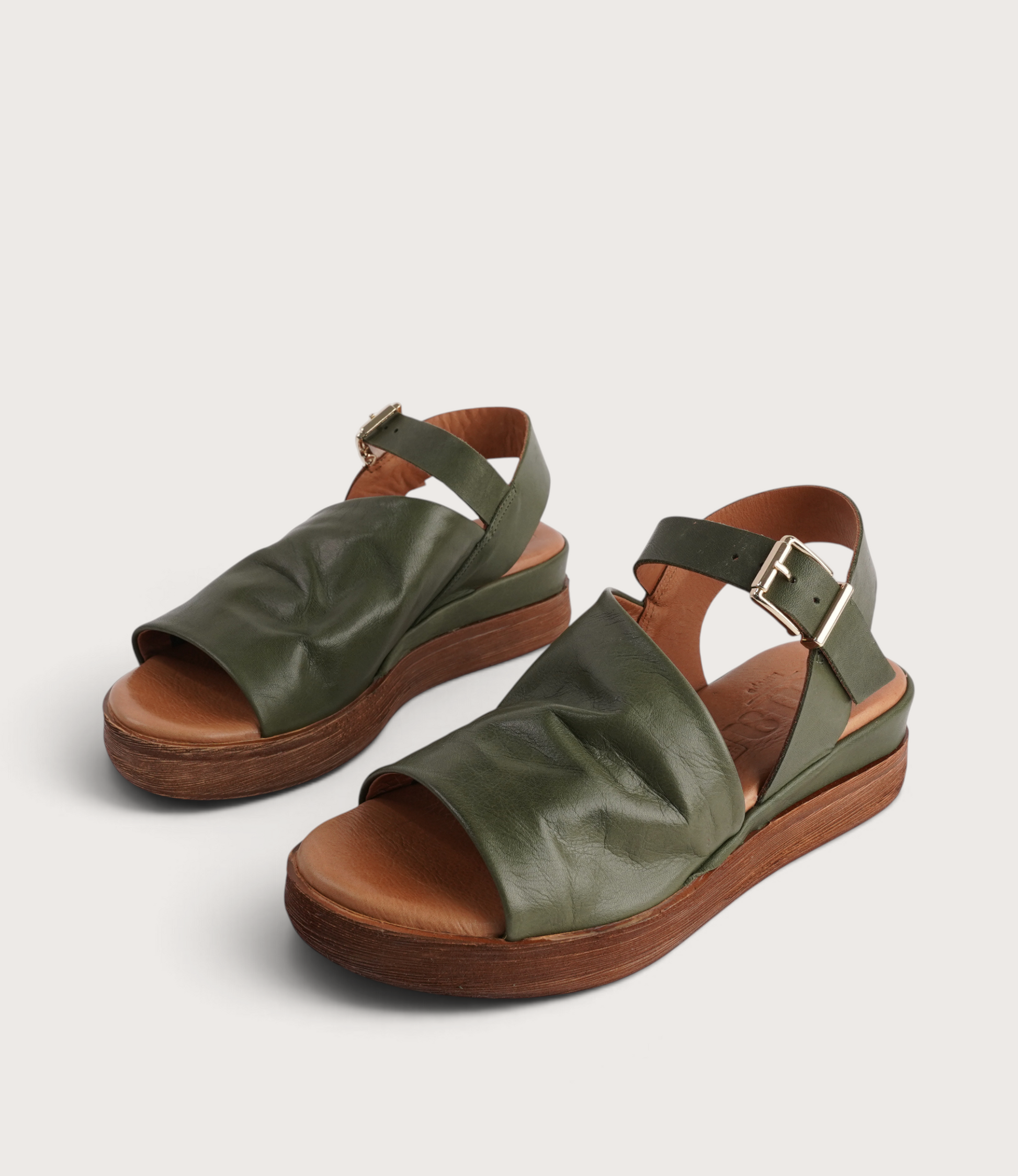 Positano Dark Olive Leather Sandals