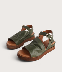 Positano Dark Olive Leather Sandals
