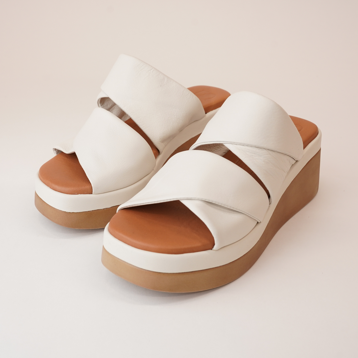 Caro Off White Leather Sandals