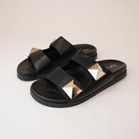 Redding Black Leather Slides