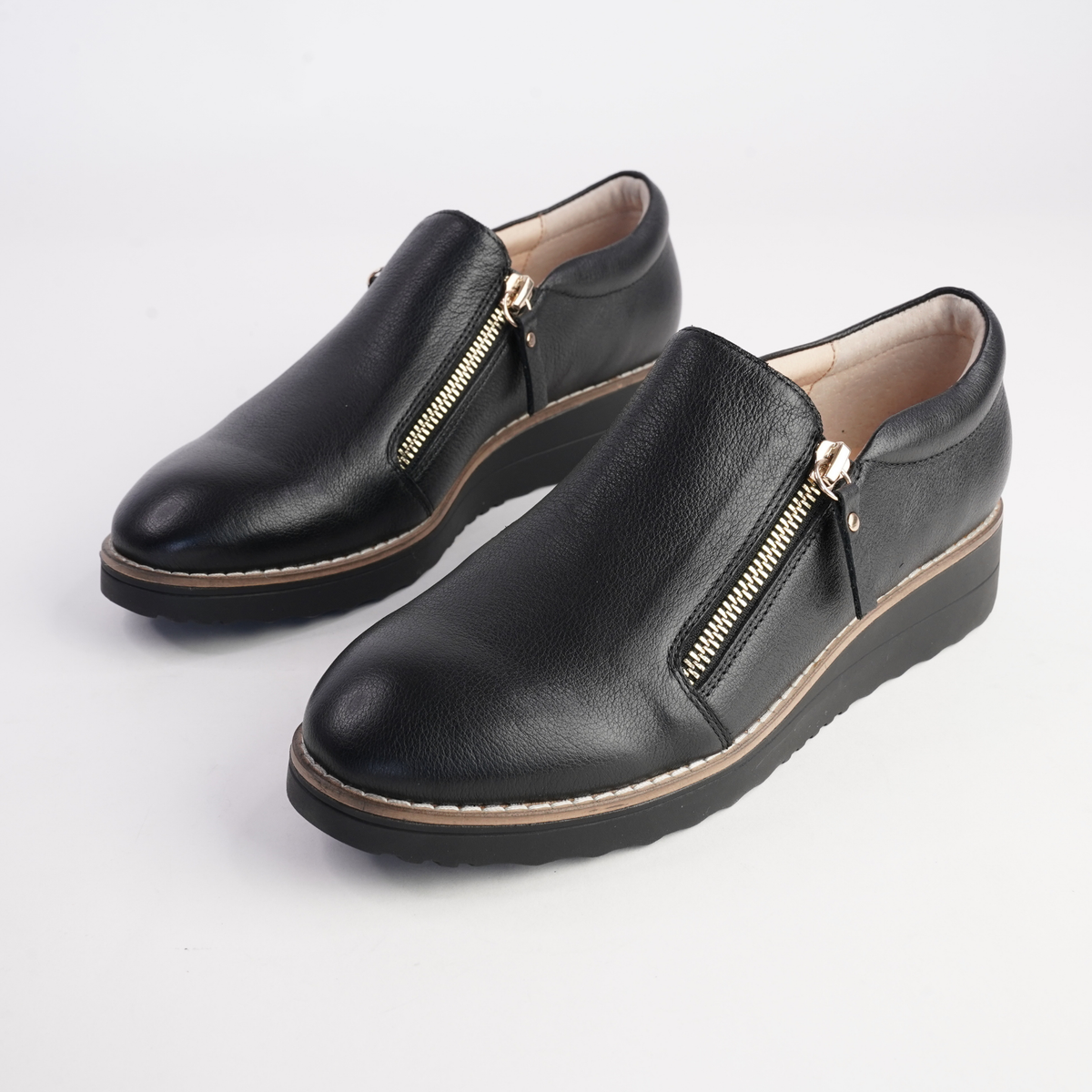 Ostel Black Leather Flats - TOP END | Shouz