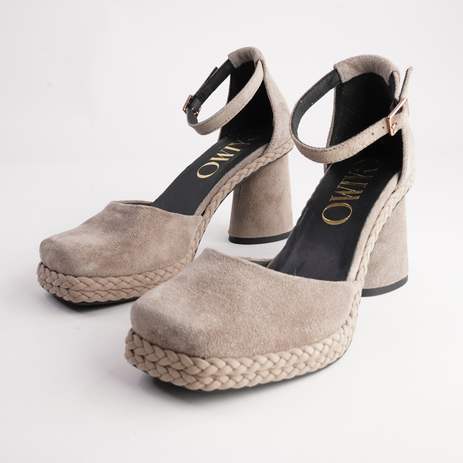 Eldon Taupe Nubuck Leather Heels - GAIMO | Shouz