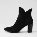 Alderte Black Suede/ Black Heel Ankle Boots