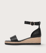 Idola Black Leather Wedges