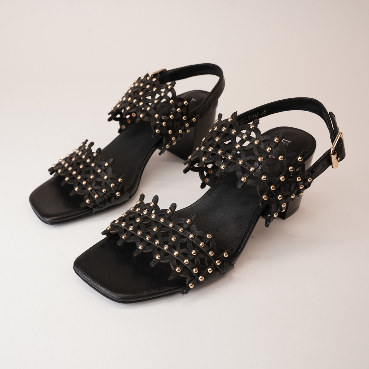Jully Black/ Black Heel Leather Heels - DJANGO AND JULIETTE | Shouz