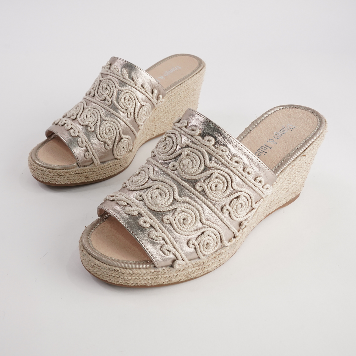 Pelexa Champagne/ Natural Espadrille Wedges - DJANGO AND JULIETTE | Shouz