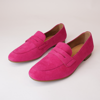 Libby Pink Suede Leather Loafers