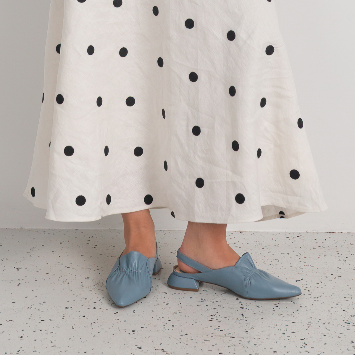 Valora Jeans Leather Flats - WITH GRACE | Shouz