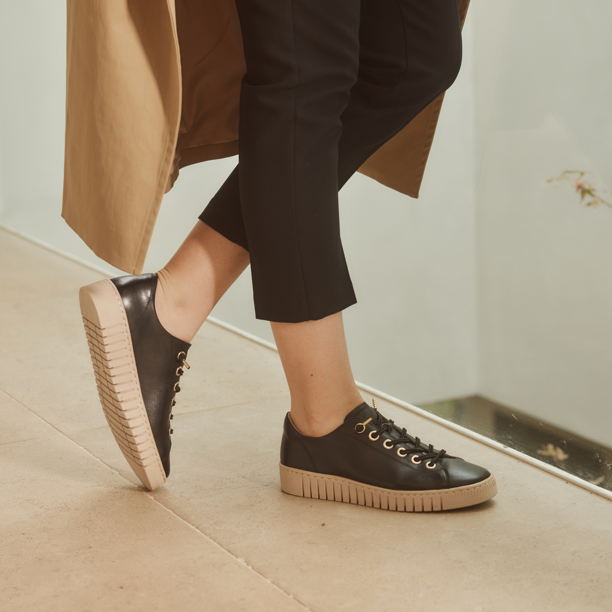 Tinara Black Leather Sneakers - EOS FOOTWEAR | Shouz