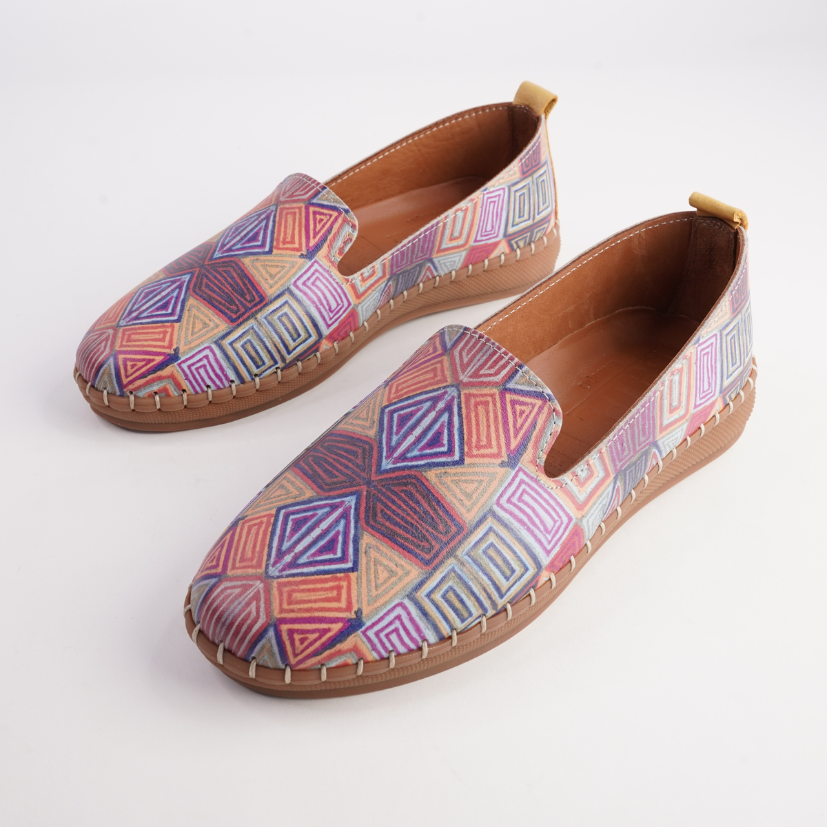 Reba Mosaic Leather Flats - SALA | Shouz