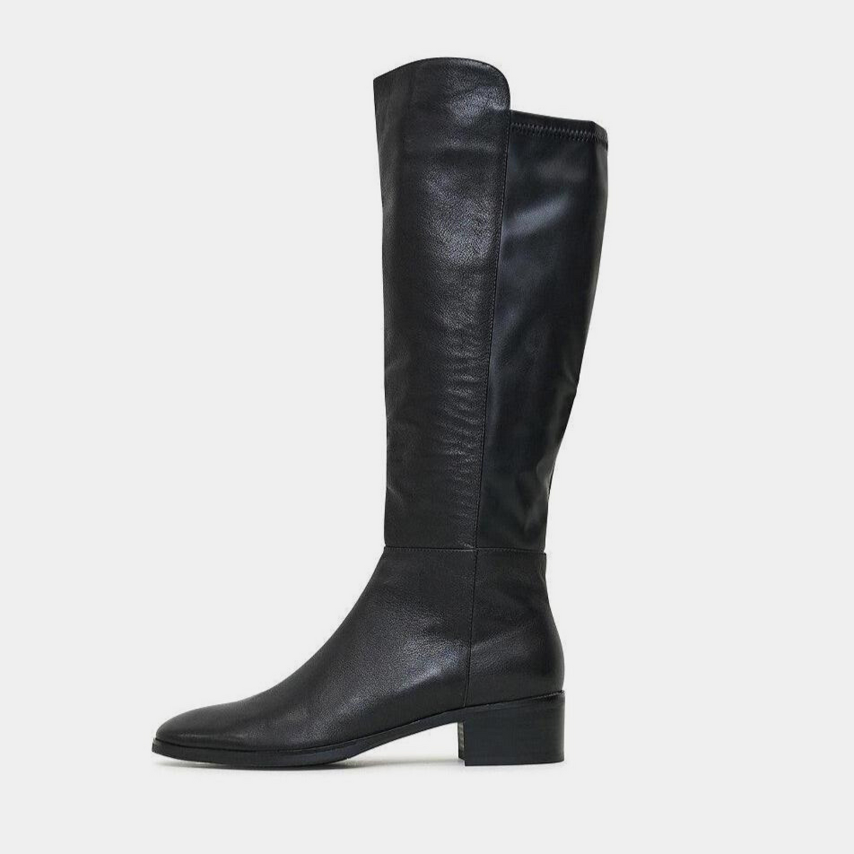Tetley Black Leather/ Stretch Knee High Boots