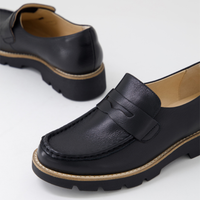 Dorte Black Leather/ Black Sole Loafers - DJANGO AND JULIETTE | Shouz