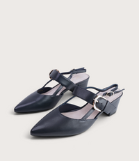 Asten Navy Leather Heels