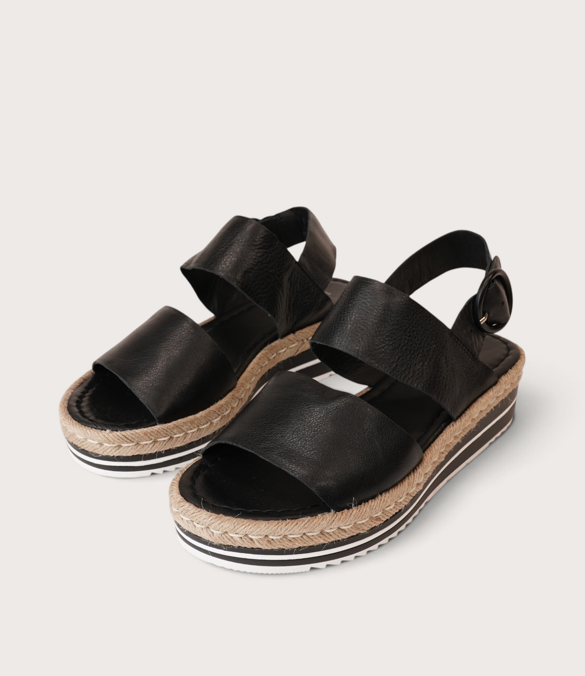 Atha Black Leather Sandals