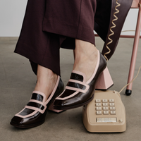 Bergen Coffee/ Pink Patent Leather Heels - TAMARA LONDON | Shouz