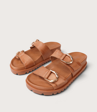 Ullana Tan Leather Slides