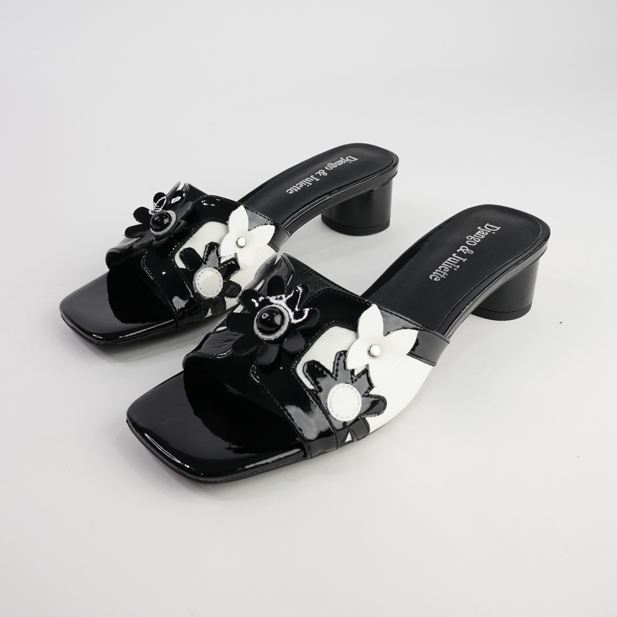Hetti Black/ White Patent Leather Heels