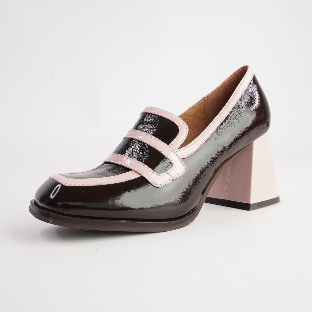 Bergen Coffee/ Pink Patent Leather Heels - TAMARA LONDON | Shouz