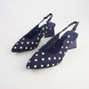 Ihops Navy White Spots Leather Heels