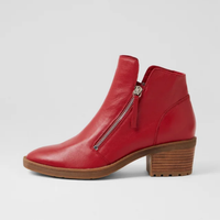 Lettice Dark Red Leather Ankle Boots - DJANGO AND JULIETTE | Shouz
