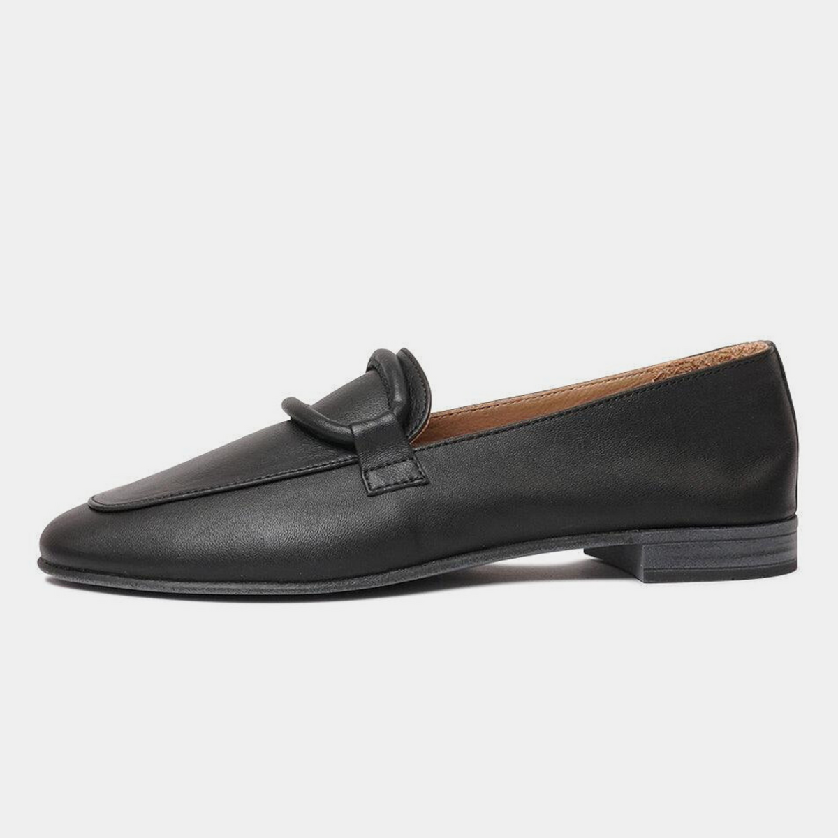 Joanne Black Leather Loafers - SALA | Shouz
