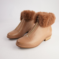 Lollys Cognac Leather/ Brown Fur Ankle Boots - DJANGO AND JULIETTE | Shouz