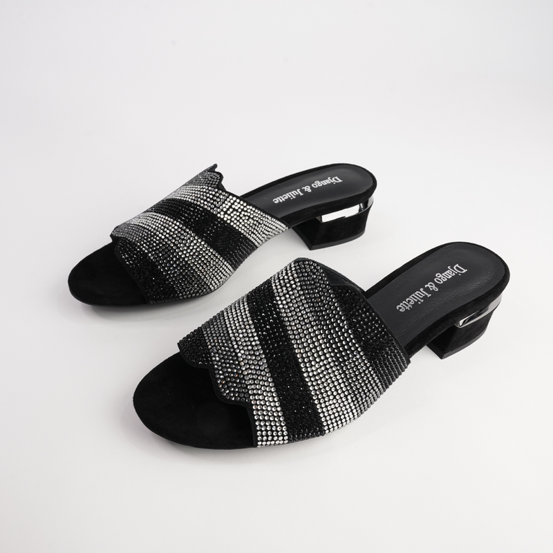 Tonda Black Multi Suede Heels