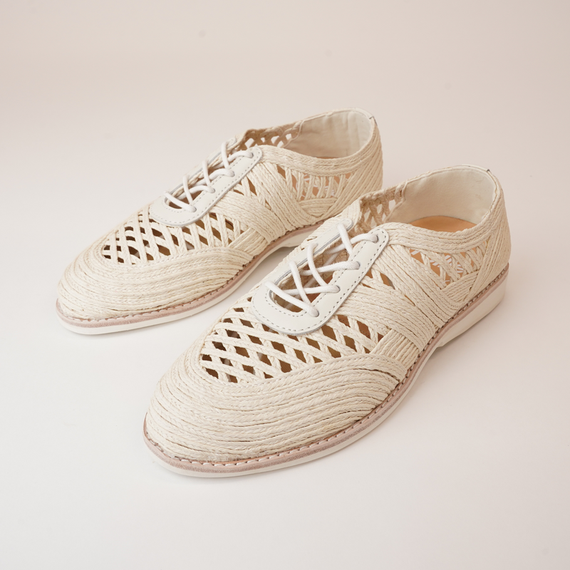 Derby Open Weave Oat Lace Up Flats