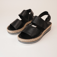 Atha Black Leather Sandals