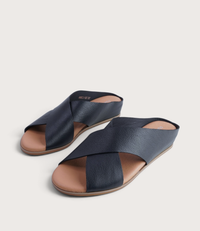 Harli Navy Leather Slides