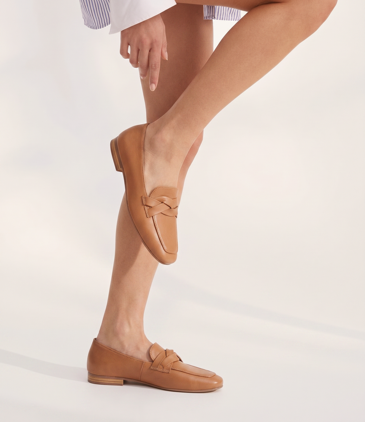 Marcee Tan Leather Loafers