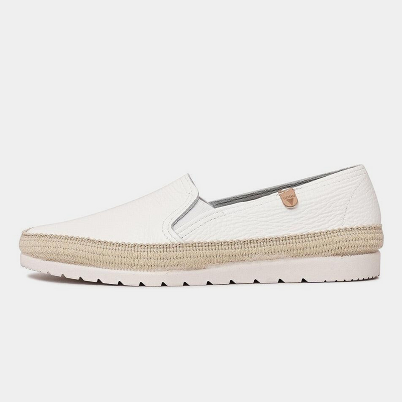 Nuria White Leather Espadrilles