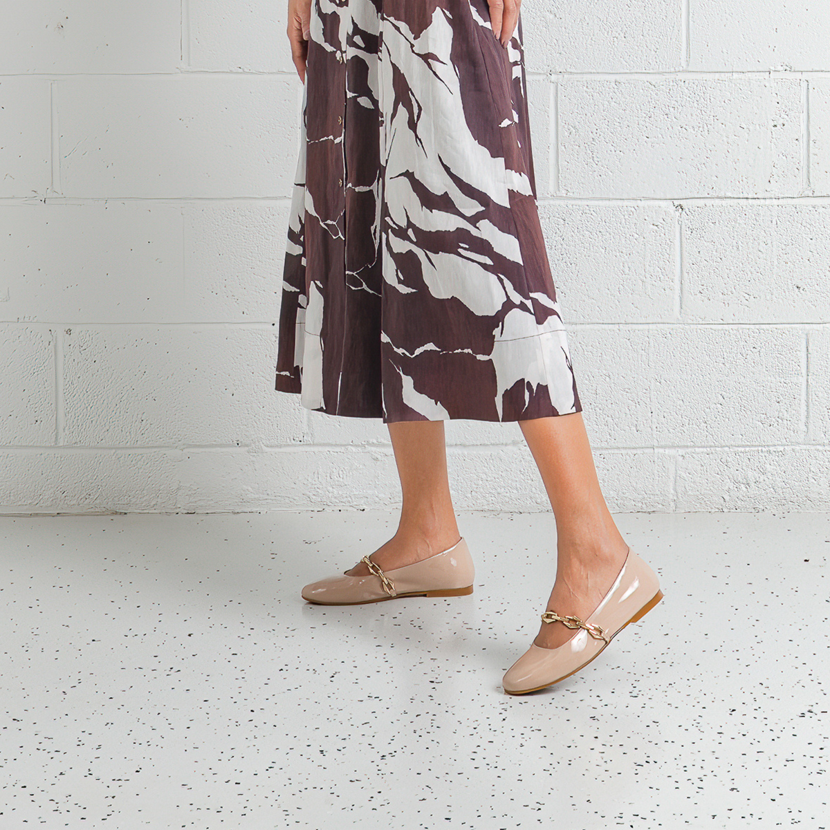 Petra Nude Patent Ballet Flats - BRESLEY | Shouz