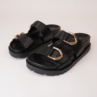 Ullana Black Leather Slides