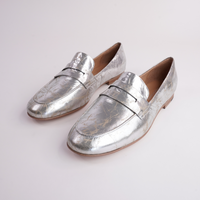 Ulani Silver Nude Leather Loafers