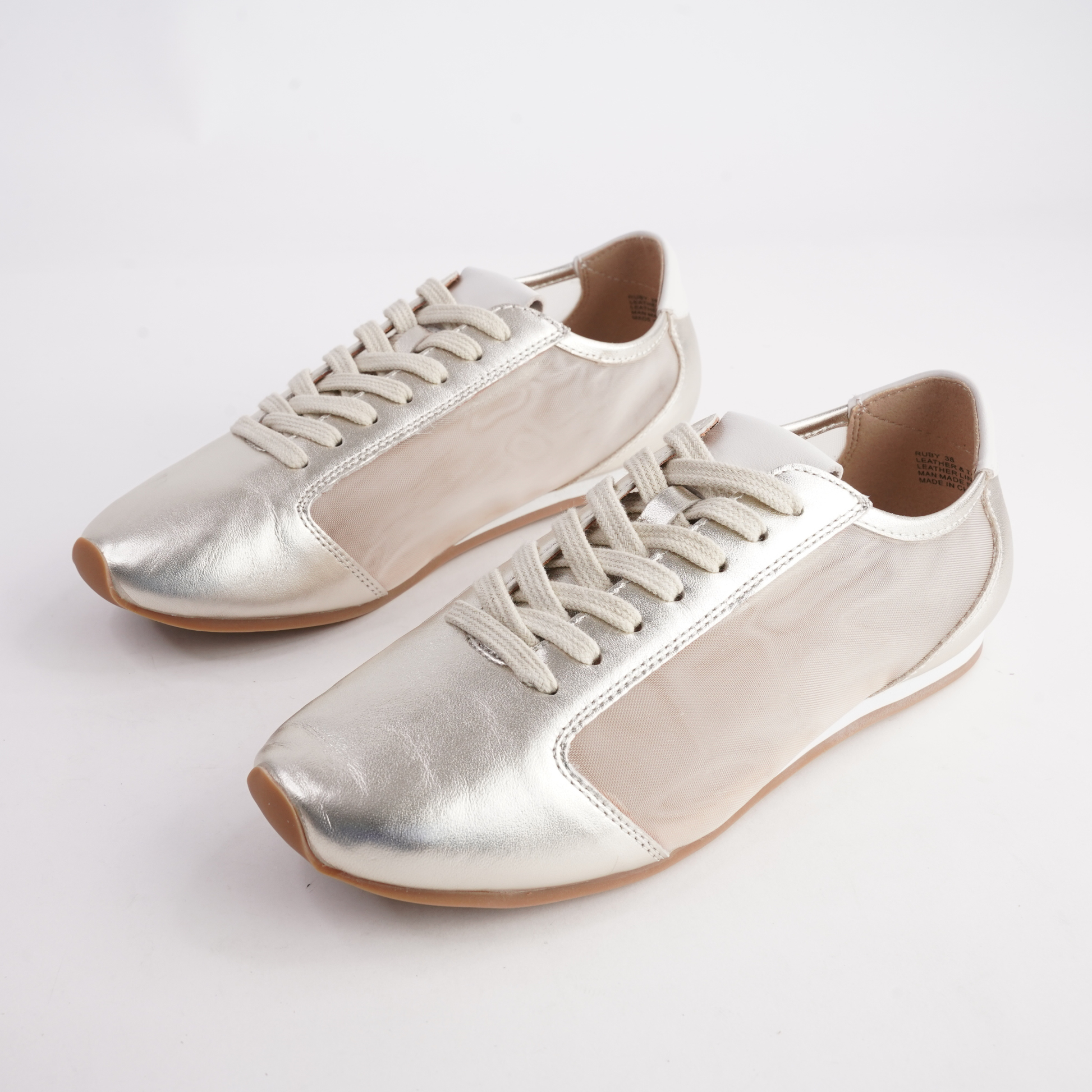 Ruby Gold Leather Sneakers - WITH GRACE | Shouz