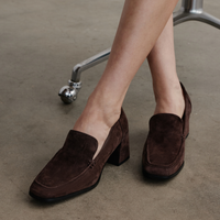 Verde Cocoa Suede Heels - EOS FOOTWEAR | Shouz
