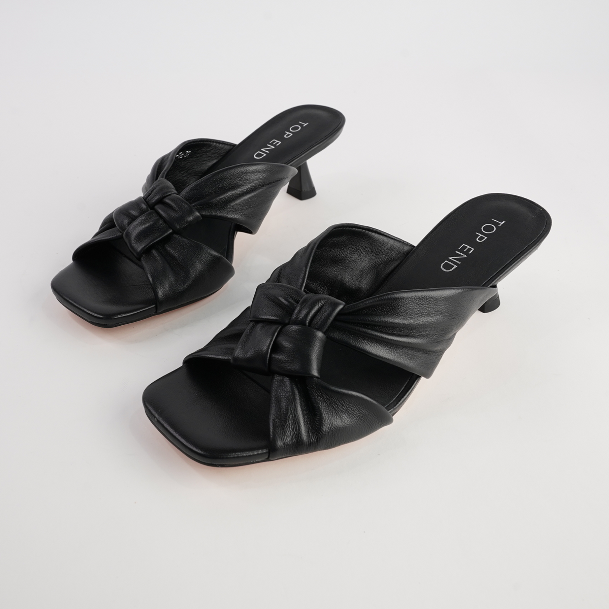 Kineta Black Leather Heels