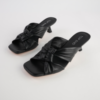 Kineta Black Leather Heels