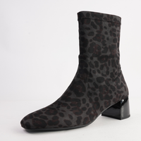 June Black Leopard Stretch Ankle Boots - MILA RAINE | Shouz