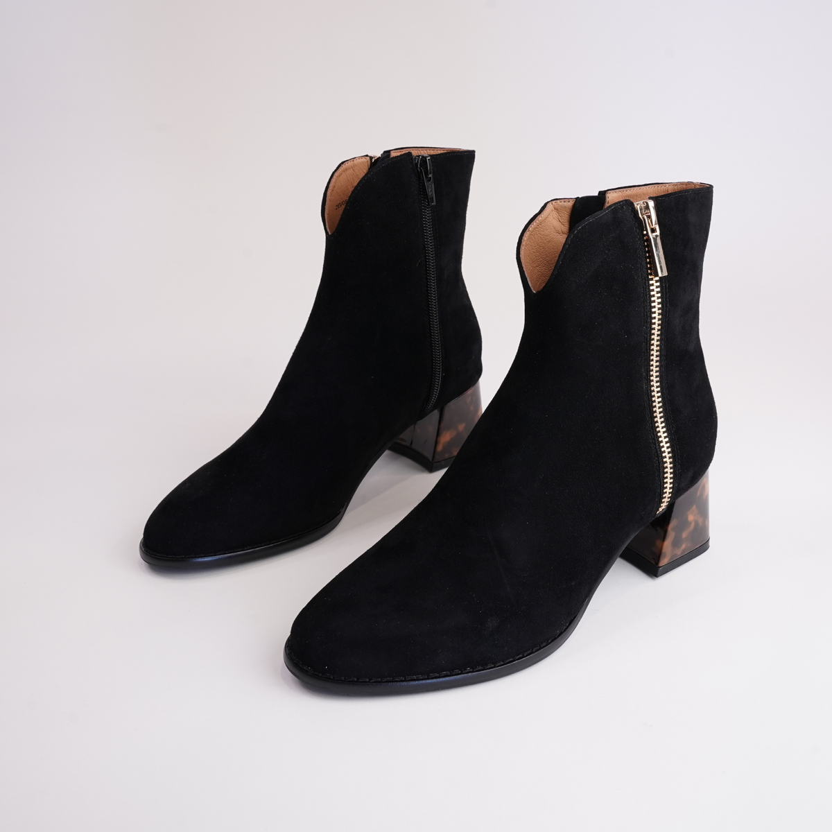 Devos Black Suede Leather Ankle Boots