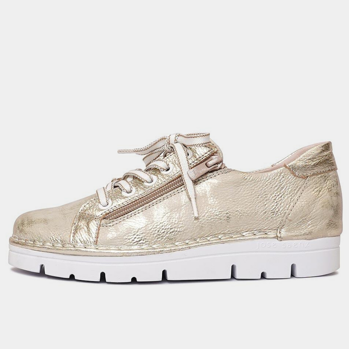 Js-2001 Champagne Leather Sneakers - JOSE SAENZ | Shouz