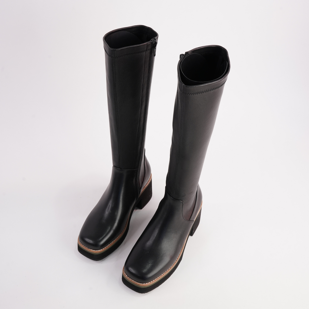 Bellame Black Leather Knee High Boots