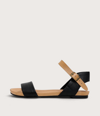 Jinnit Black/ Tan Leather Sandals